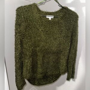 New Directions Fuzzy Forest Green Sweater